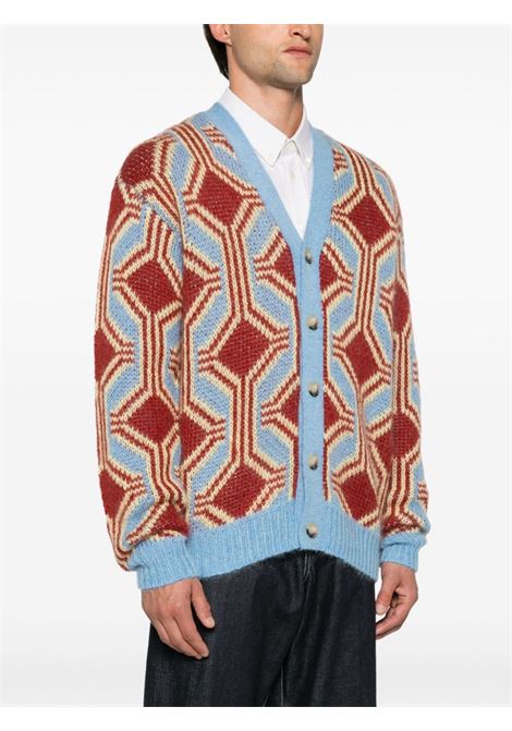 Cardigan Le Cardigan Mohair Géométrique in rosso Drôle de monsieur - uomo DRÔLE DE MONSIEUR | ECA132PA021DRD